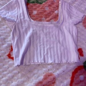 White Ribbed Crop Top with Square Neckline